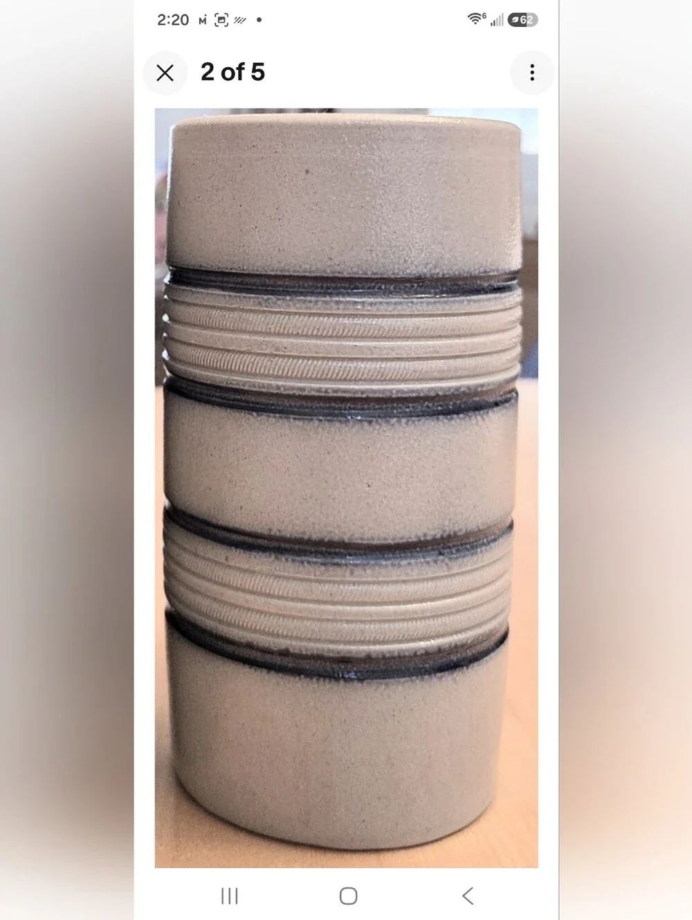 POTTERY Beer Stein Coffee Tea Mug Cup Blue Line SALT GLAZE.
